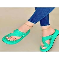 ROTOSW ženske flip-flop-flopske kopče sandale za nožne papuče modna klizanja na cipelama dnevno nepusni obrubljeni cipele zelene 8