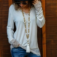 Košulje za žene Ležerne prilike Retro pulover čista pamučna V-izrez dugih rukava s dugim rukavima, labava