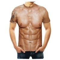 Velike i visoke muške majice s kratkim rukavima 3D mišićni muškarac Ispis modne fitness okrugli vrat