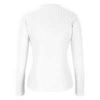 Ženski džemper s dugim rukavima niz pletene košulje Casual V izrez Solid Boja Basic Bluze Labavi fit
