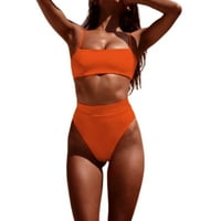 Ženski seksi bikini set špagetti Cami remen bandeau kupaći kostim za kupanje visokog struka čvrstog