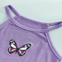 Eyicmarn devojčica devojka Ljetna odjeća, leptir printom halter bez rukava + set hlače