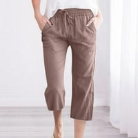 Duge pantalone za žene Modni ženski povremeni pune boje elastične labave hlače ravno široke noge pantalone