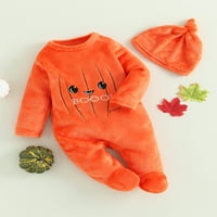 Bagilaanoe Newborn Baby Girl Boys Halloween Tumceits bundeve print dugih rukava BodySuits + hat novorođenčad