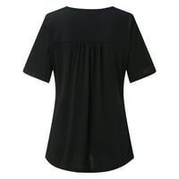 Pgeraug Cardigan za žene Plus veličine Tunic Puna majica cvjetni casual bluza s kratkim rukavima Žene na vrhu crne 2xl