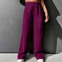 Ženske pantalone od flisa Slim Fit Solid Boja elastična struka pune dužine ravno hlače Jesenske i zimske