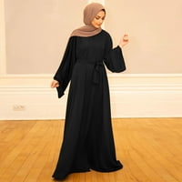 DETDTPE haljine Ženska ležerna puna haljina bljeskalica Abaya Arapske kaftne haljine za žene