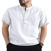 Muški dugi rukav Henleyji košulja pamučna gumba dole Ležerne prilike na plaži