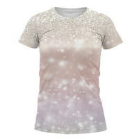 Slatki vrhovi za žene Ženska modna casual okruglica Digitalni tisak kratkih rukava Majica TOP bluza