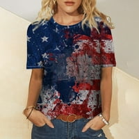 Ayolanni 4. srpnja majica Ženska modna Crewneck Casual Short rukava Američka zastava