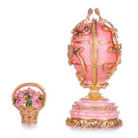Danila-suveniri Faberge stil proljeće cvijeće jaje sa koš o cvijećem 3,4 '' ružičasta