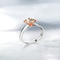 Gem Stone King 1. CT okrugli breskva morgatitni sterling srebrni prsten sa prstenom od 10k ružičastog