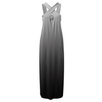 Miayilima Ljetne haljine za žene Žene Ležerne prilike, Gradijent labavi sandress dugačka haljina Crisscross