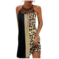 Ljetna sreća za ženske seksi šuplje 0UT haljina spremnika Halter izrez Leopard Boho mini haljina udobne