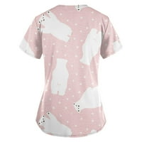 LeylayRay bluza za žene Ženski personalizirani ispis kratkih rukava V-izrez Work T-majice Pink XXXXL