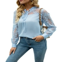 Voguele ženske majice šuplje vrhove bluza s dugim rukavima Radna majica Basic Pulover Black XL