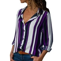 Scyoekwg Clearence Grafičke majice za žene Žene Casual Up Striped Majica Bluza FINS CUFFED LONGLEVE