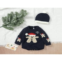 Huakaishijie novorođenčad beba božićne odjeće dugi rukav pletenje za rušenje s beanim šeširom jesen