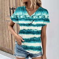 Caveitl Ljetni vrhovi za žene, modne žene ljeto ispisuju V-izrez majica majica s kratkim rukavima casual
