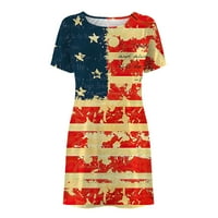 Odeerbi 4. jula Patriotska ljetna haljina za žene Vintage haljina Ležerna Nezavisnost Dan tiskane modne