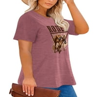 Majice ANBECH RODEO Plus veličine za žene Grafički kaubojski print Vintage kratkih rukava majica sa okruglim vratom