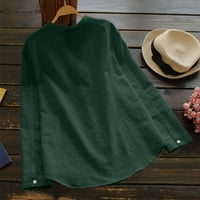 Bluze za vrat za posade Slobodne grafičke otiske vrhovi dugih rukava moda za žene zelene m