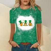 Žene majica St. Patrick slatka djetelina blagoslovljena i sreća grafičke majice kratkih rukava