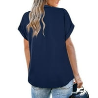 Ženski ljetni vrhovi prevelike majice V-izrez Čvrsti kratki rukav Ležerne prilike sa labavim tunikom