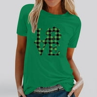 Amidoa Womens St.Patrick's Day Print okrugli vrat Kratki rukav pulover vrhove grafičkih dizajnskih majica