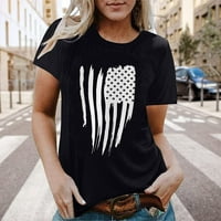 Dabuliu Womens 4. jula odjeća Patriotska američka zastava Ispisuje duboke majice za izrez Četvrti jul