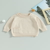 Nituyy baby pleteni džemper casual topli puloveri dugih rukava sa džepom novorođenčadi jesenska pletena