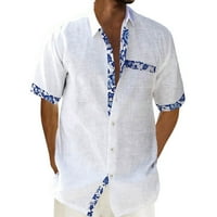 Muška majica na plaži za odmor kratkih rukava Cardigan gumb Kontrastne rever košulje za muškarce