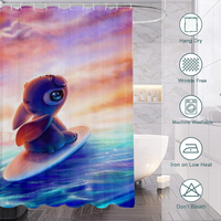 Crtani ubod Print Tuš za tuširanje Vodootporne tkanine sa kukom za kupatilo za kupatilo-C, 90 *