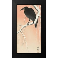 Koson, Ohara crni moderni uokvireni muzej umjetnički print pod nazivom - vrana na snježnoj grani