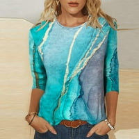 Charella ženska modna tiskana labava majica Srednja rukava rukava za bluzu u okruglom vrat casual vrhovi