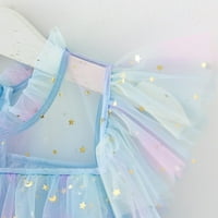 Velike djevojke Frilly Girl Haljine Toddler Girls Flyne sneveni rainbow Star Sequins Prints Tulle Princess