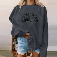 Guvpev ženski povremeni modni božićni tiskani pulover s dugim rukavima, gornji božićni kostimi za žene