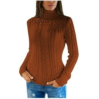 GUZOM džemper za žene u prodaji - čvrsti zbori Slim Fit za žene Trendi vrhovi novi dolasci smeđa veličina