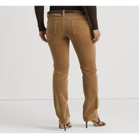 Ralph Lauren ženski smeđi corduroy sa zatvaračenim zatvaračem u džepu za rad ravnih pantalona 16