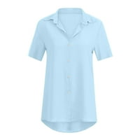 DTIDTPE Bluze za žene Modni ženski šifon čvrsta majica Office Dame obične bluze s kratkim rukavima Top