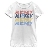 Girl's Mickey & Friends Mickey Retro ime Stack Grafički tee bijeli veliki