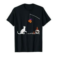 Smiješna mačka Halloween Kitty Skull Cat igračka s igračkama za žensku majicu