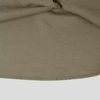 Iopqo Muška košulja Muška štampaju plus veličina labavo pamučno posteljina dugih rukava zastoj ovratnika
