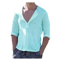 Prilagođena muška ljetna modna modna gumba V-izrez Slim Fit Majica s kratkim rukavima Top bluza