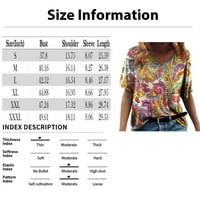 Trendy cvjetna majica Ženska ljetna kratkih rukava Tunts V izrez Grafički majica Majica Casual Comfy