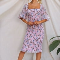 Auroural Womens haljine za čišćenje ženske modne casual proljeće i ljetni cvjetni ispis kratki rukav