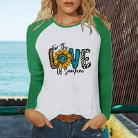 Smiješne majice za žene vole srce tiskovina O-izrez dugih rukava Top moda Raglan kontrast uredske majice