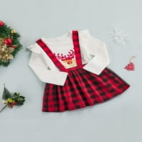 Hirigin Girl Božićna odjeća za jelena majica + plaćene suknje suknje