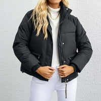 GUZOM Quilted jakne za žene - toplo obrezano sa sportom sa kapuljačom Zimski kaputi Crna veličina M
