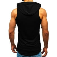 Muška i velika muška mišićna majica bez rukava, majica s kapuljačom, crna 3xl